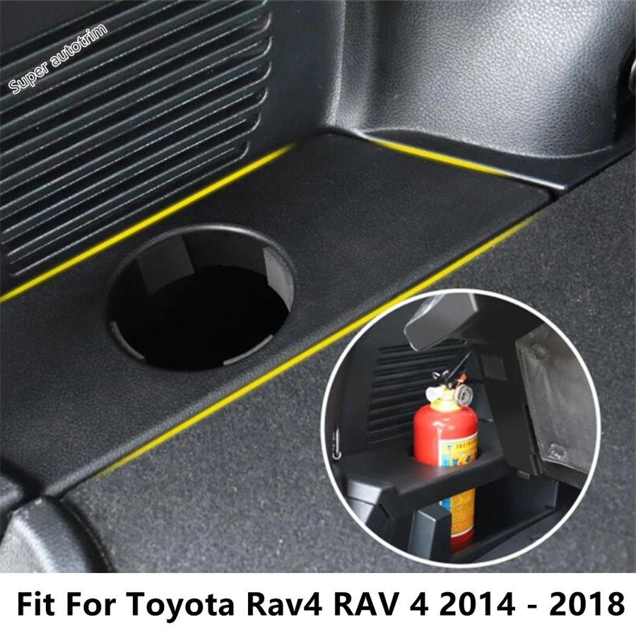 

Car Rear Trunk Boot Fire Extinguisher Support Cup Holder Rack Storage Accessories Interior Fit For TOYOTA RAV4 RAV 4 2014 - 2018