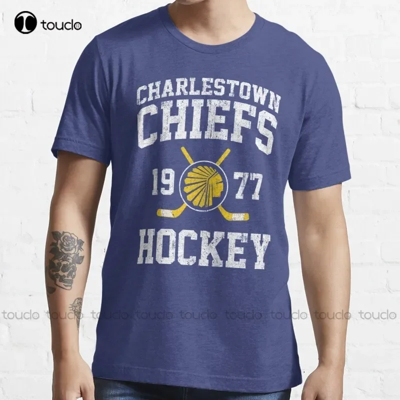 New Charlestown Chiefs Hockey T-Shirt Cotton Tee Shirt Mens Athletic Shirts Custom Aldult Teen Unisex Digital Printing Tee Shirt