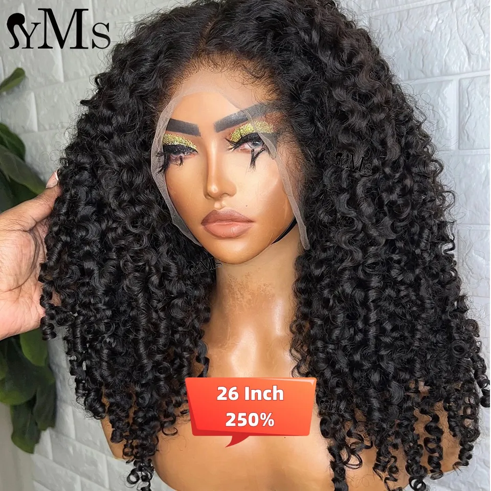 250% Burmese Virgin Curly 13x4 13x6 Lace Frontal Human Hair Wigs YMS 3B3C Spirally Curly 5x5 4x4 Hd Lace Closure Wig Baby Hair