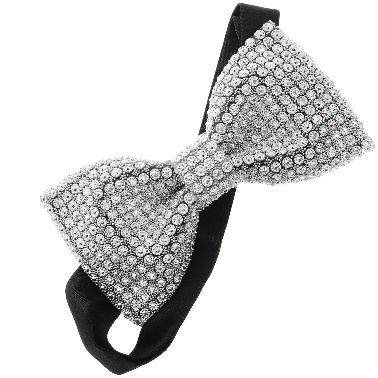 Rhinestone Bow Tie Clip Ties for Men Rhinestones Silver Banquet Bowtie Bridegroom