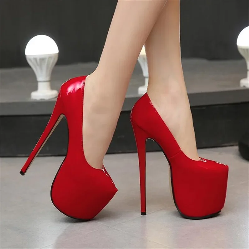 35-44 Size women Super High Heels 18cm shoes Concise 8CM platforms shoes pumps Wedding Party Sexy leather shoes zapatos