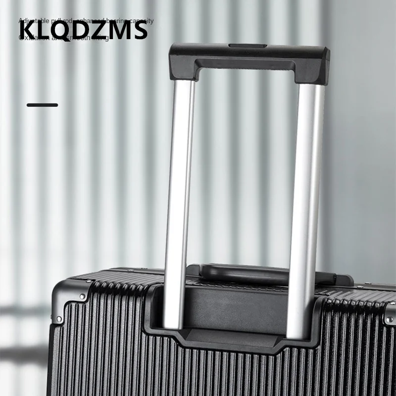 KLQDZMS Zipper Suitcase Front Opening Laptop Boarding Case USB Charging Aluminum Frame Trolley Case 20