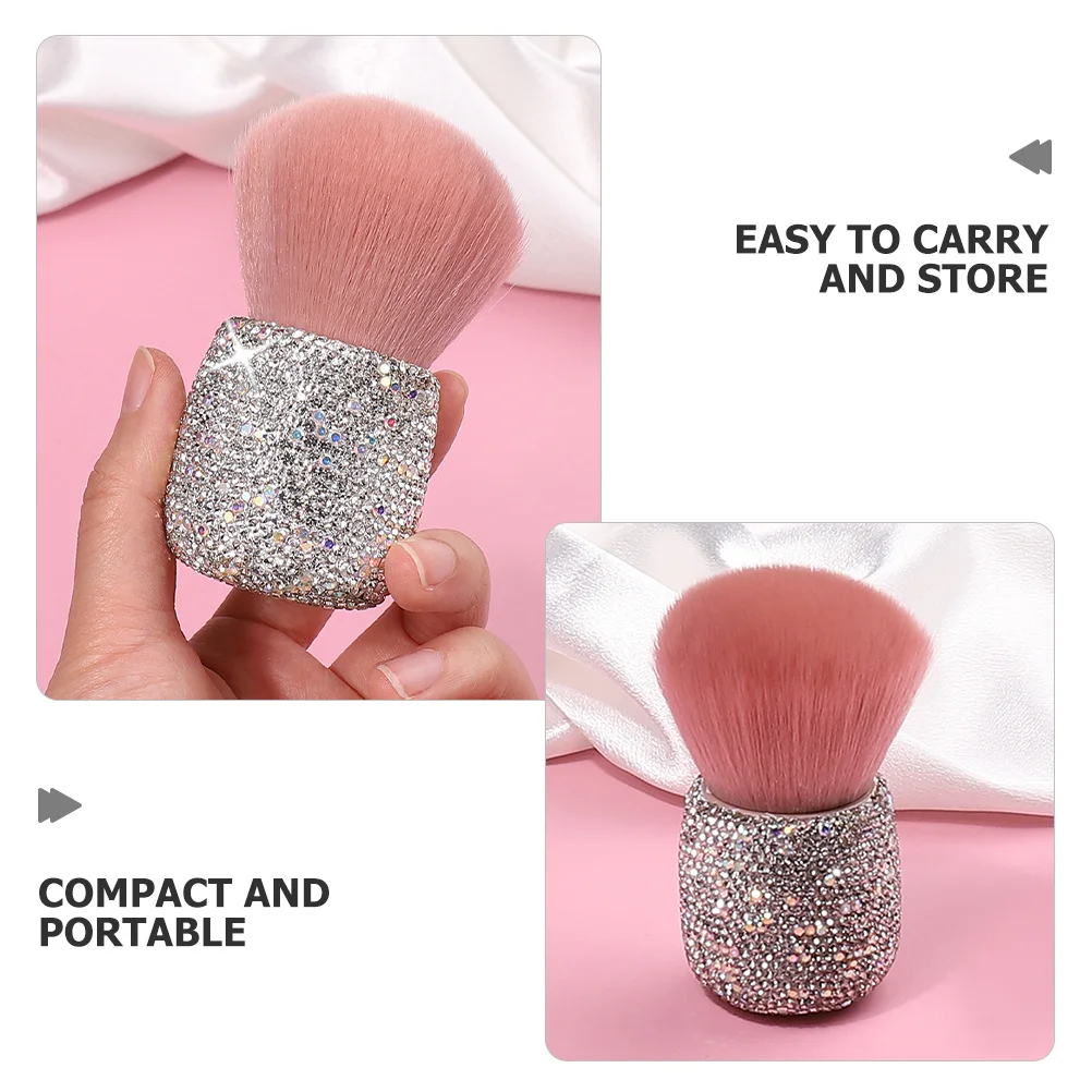 Strass Rosa Pilz Kopf Make-Up Pinsel Einziehbare Reise Gesicht Erröten Lose Pulver Nagel Staub Tragbare Pinsel