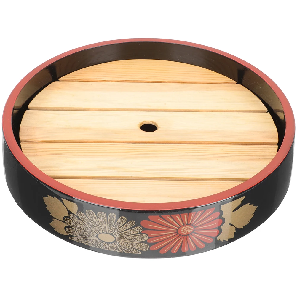 

Salmon Sashimi Plate Sushi Platter Tray Japanese Dish Food Trays Elegant Round Plates Reusable Wooden Plastic Easy Clean Storage