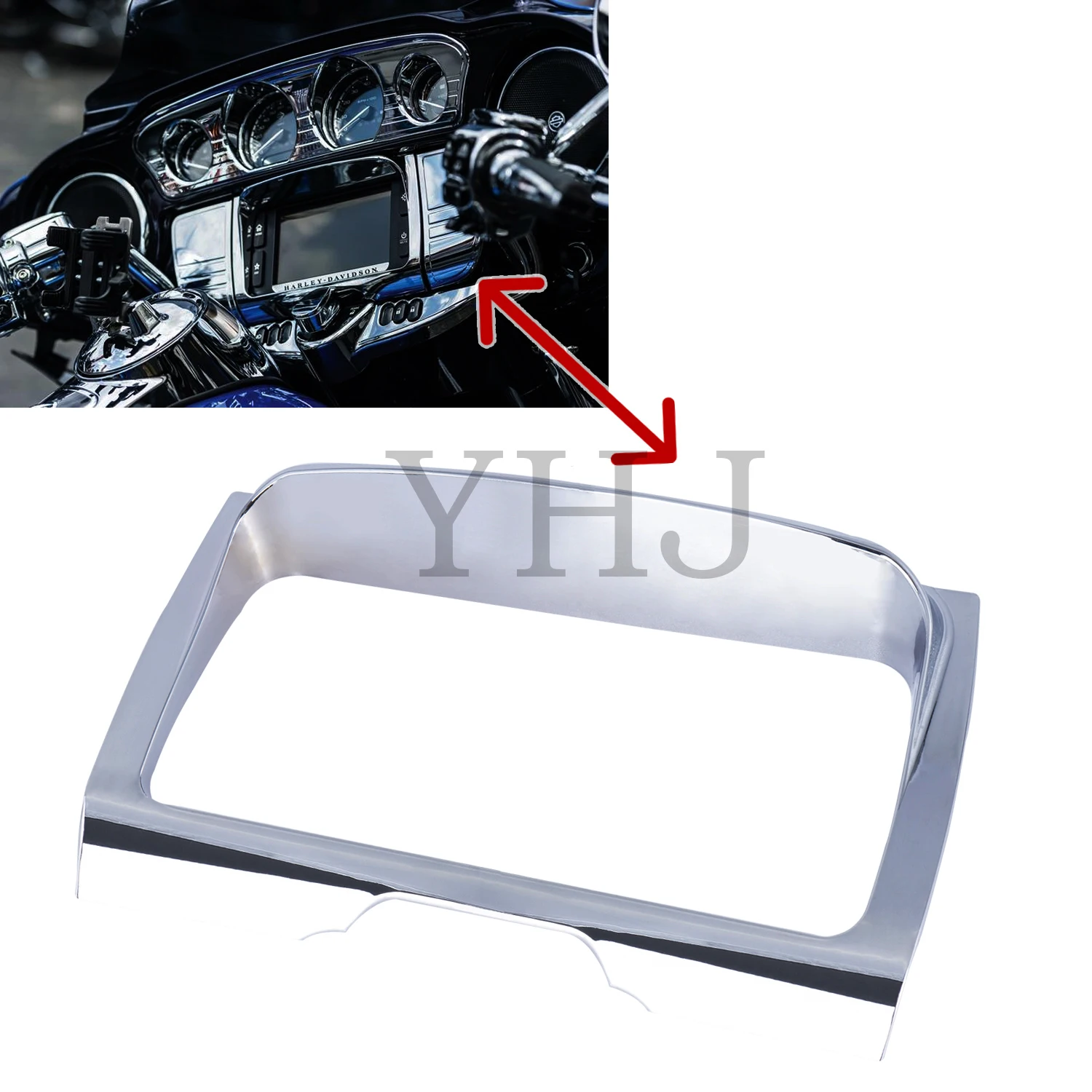 

Radio Trim Bezel Center Stereo Accent Frame For Harley Motorcycle Touring Electra Street Glide Tri Glide 2014-2019 Chrome