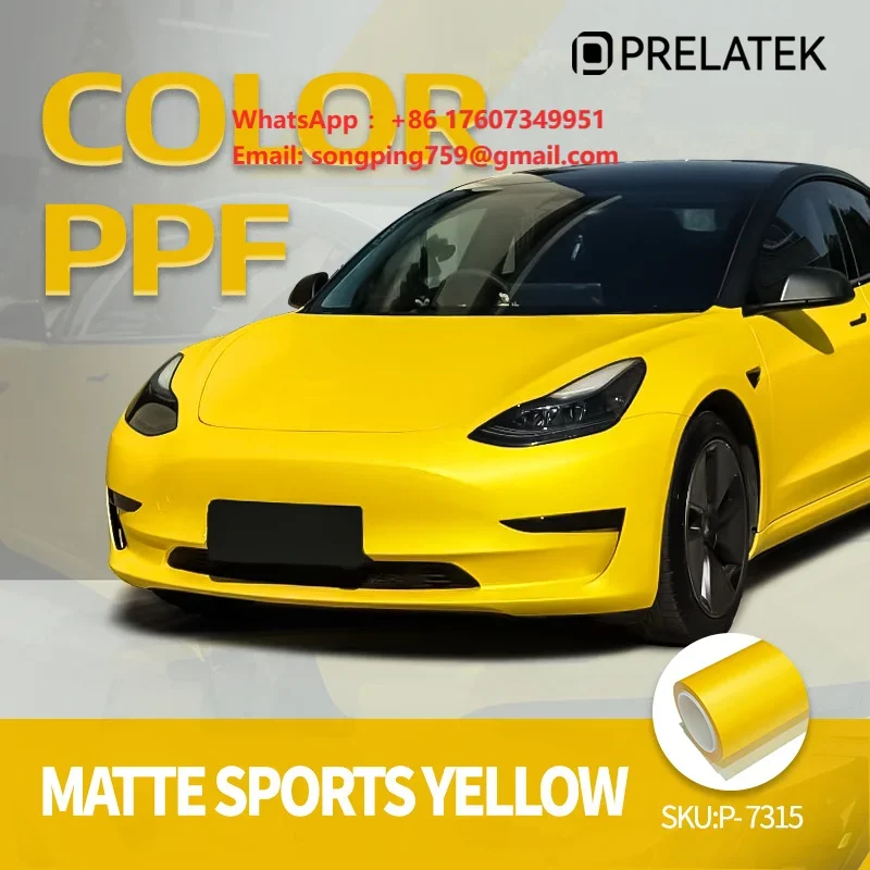 High Grade Matte Racing Yellow TPU Car Film Sand Resistant Protective Sticker