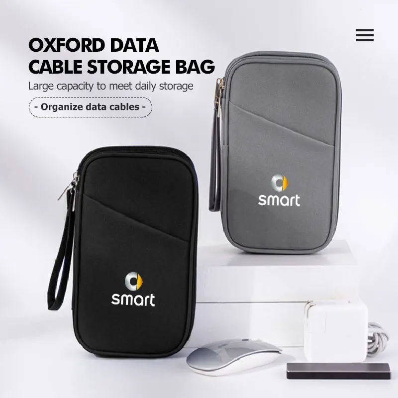 Data Cable Storage Bag Power Bank U-disk Earphones Travel Bag For Smart 451 450 Crossblade City Cabrio City-Coupe Roadster
