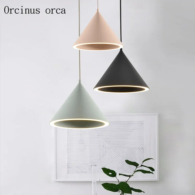 Nordic modern minimalist iron chandelier living room bedroom color creativity personality single triangle chandelier