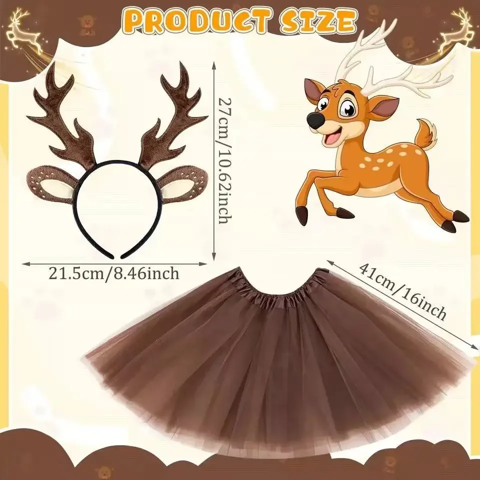 Déguisement Renne Tutu Marron avec Serre-Tête – photo 4