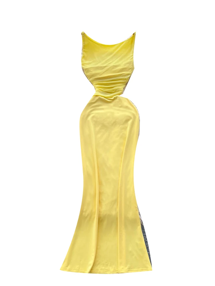 Sexy Me Splice Slim Fit Svel cintura alta A-Line Dr mujer Faion Commute coreano Sle verano Dr Ci Wear