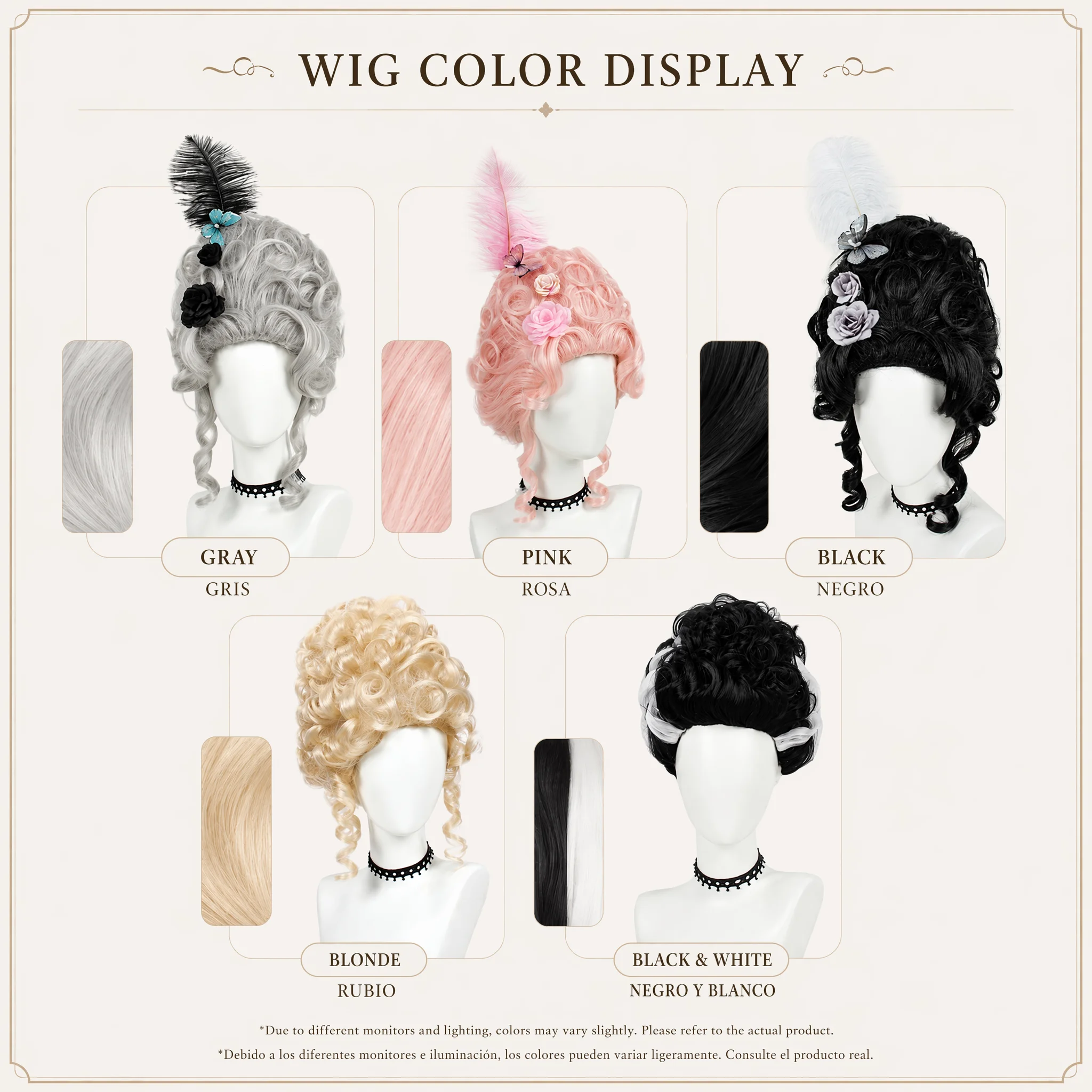 REEWES Victorian Wig for Rococo Costume Cosplay 18th Century Wig Baroque Hair Vintage Beehive Curly Synthetic Wigs Halloween2026