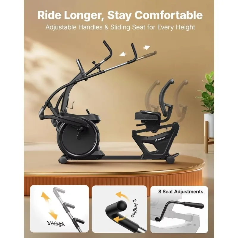 Recumbent Exercise Bike With Bluetooth App & Magnetic Resistance For Home Workout, Custom