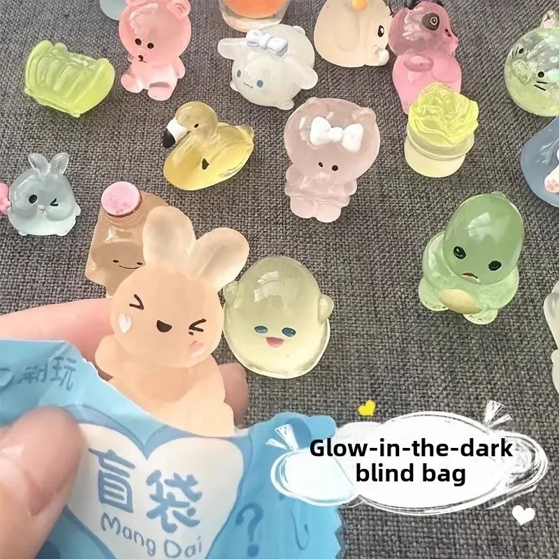 10pcs Luminous Animal Blind Bag Mini Blind Box Toys Cute Simulation Animal Model Kids Gifts Surprise Blind Bag Random