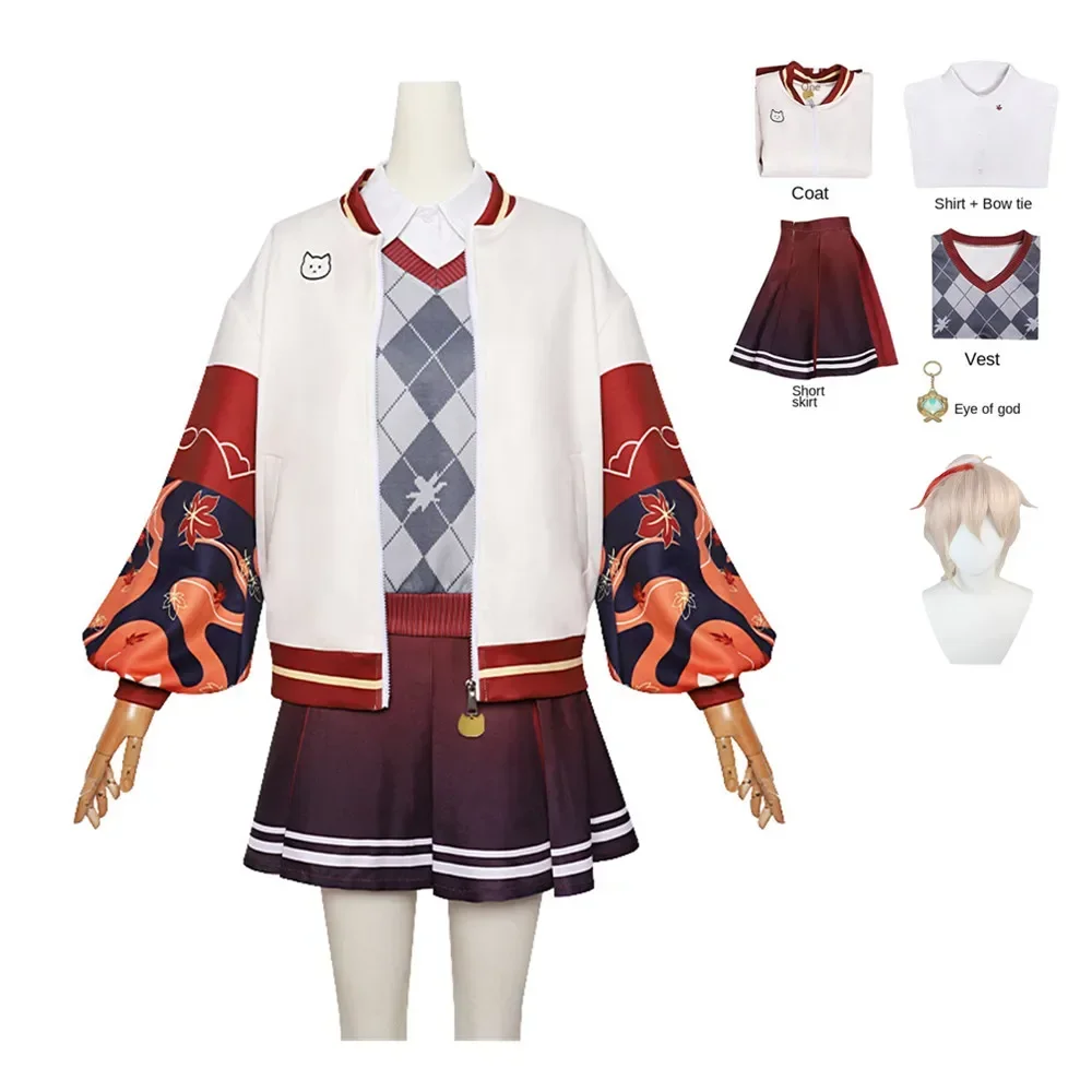 Game Genshin Impact Kaedehara Kazuha Cosplay Costume Top Vest Jackets Skirts Suits T-shirt Party Wear Sweater Festival Ball