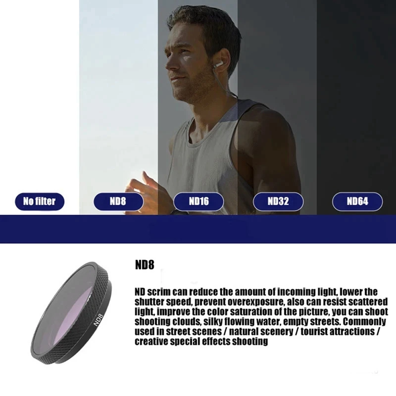 A99E-Camera Lens Filter For Insta360 GO3S ND8 ND16 ND32 ND64 Lens Filter Neutral Density Filter Camera Filter Accessories