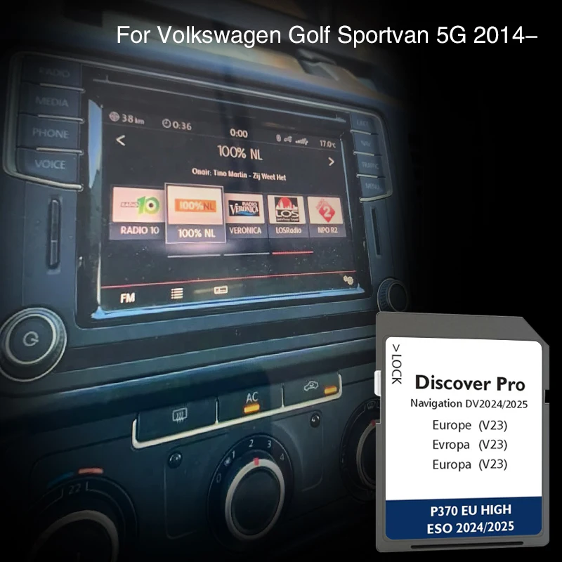 DV V23 يعمل لسيارة Volkswagen Golf Sportvan 5G من 2014 اكتشف غطاء الوسائط فرنسا إيطاليا بولندا خرائط نظام تحديد المواقع Sat Nav الذاكرة 64 جيجابايت