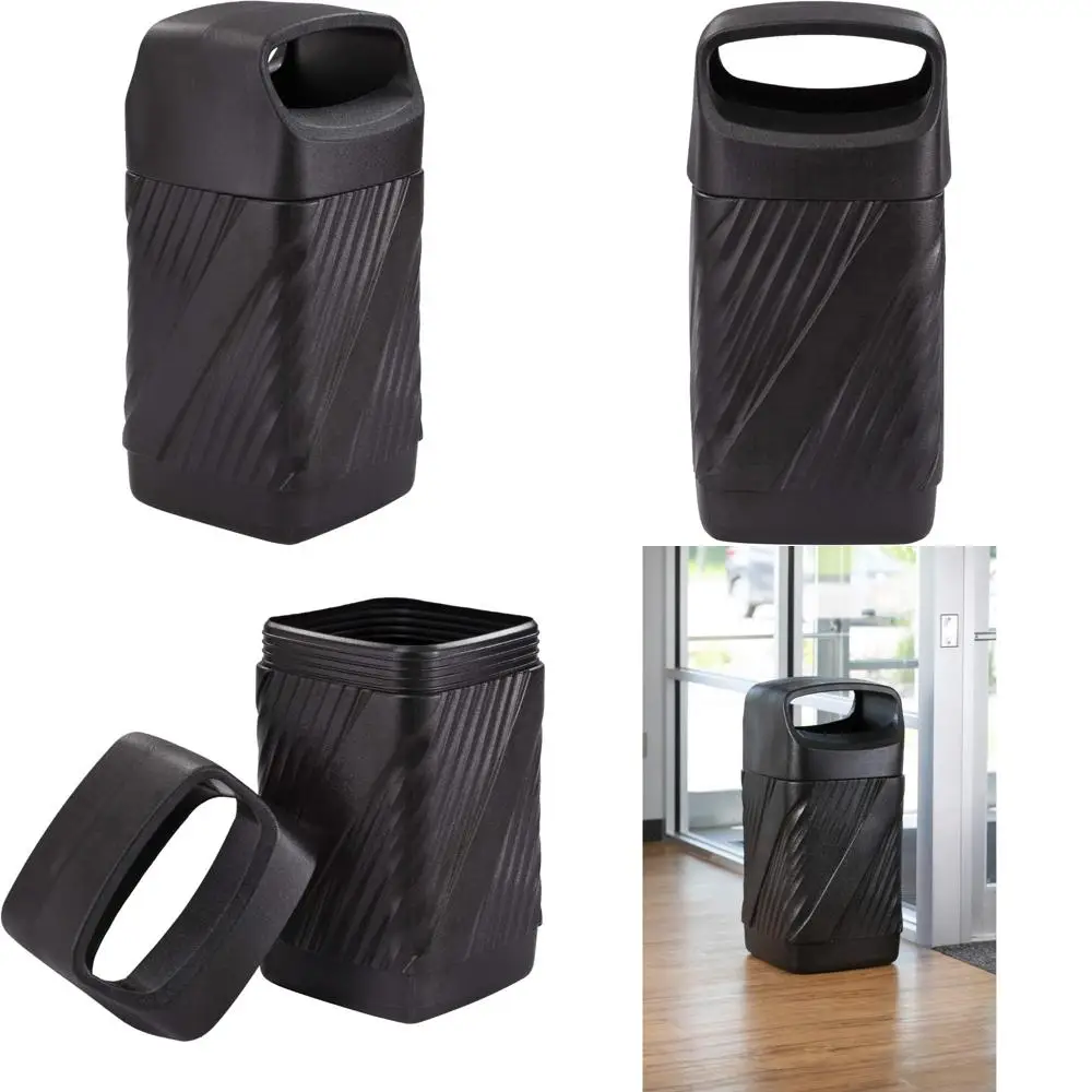 

Прочный поворотный мусорный бак на 32 галлона для внутреннего и наружного использования - устойчивый к атмосферным воздействиям коммерческий мусорный бак черного цвета