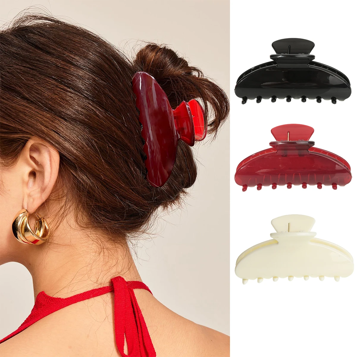 

AWAYTR большие заколки для волос в форме краба, зажимы для женщин и девочек, милый пластиковый держатель для хвоста, заколки с когтями акулы, аксессуары для волос