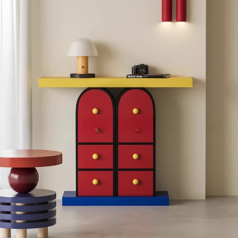 

Многофункциональный органайзер для хранения в коридоре/помещении, в стиле лёгкой роскоши, с креативным дизайном и контрастными цветами.