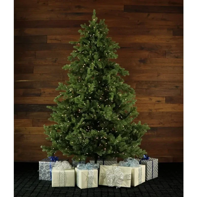 9 foot artificial Christmas tree with incandescent smart lights pre-lit foldable fake tree with realistic leaves for home decor