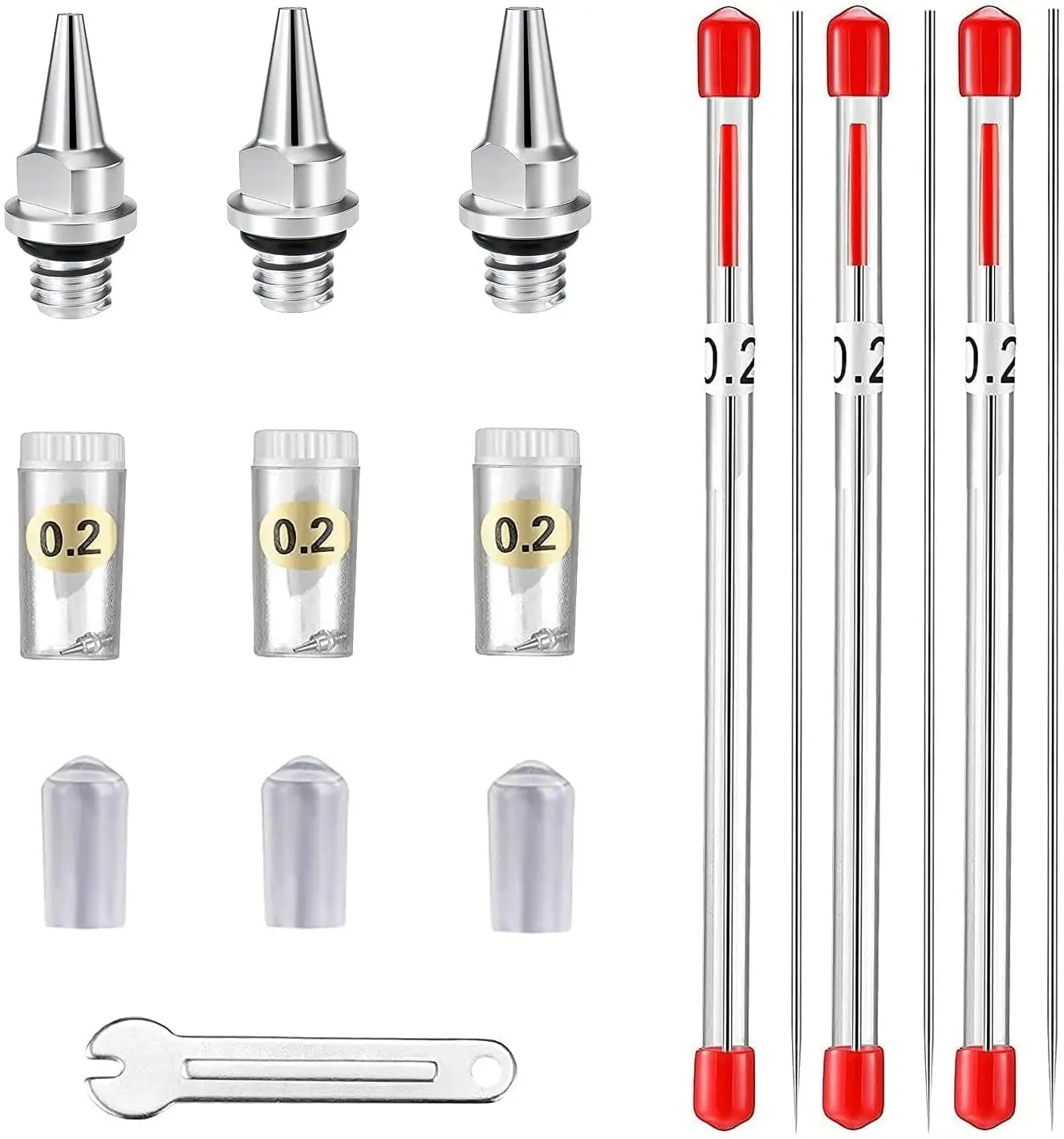 

JOYSTAR 10PCS Airbrush Spare Parts, 0.2mm Needle, Nozzle and Needle Protector for Airbrush