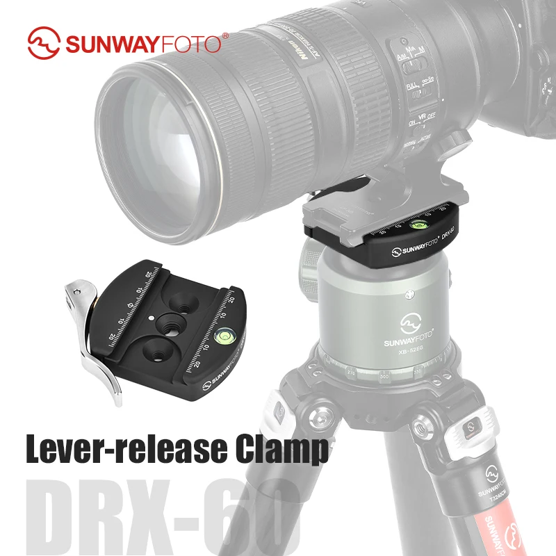 SUNWAYFOTO DRX-60 Tripod Head Quick Release Clamp  for DSLR  Tripod Quick Release Clamp Plate BallHead Lever Release Clamp