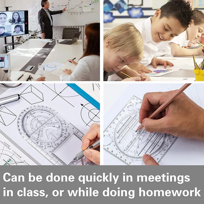 Многофункциональная геометрическая линейка, вращающаяся круглая сложная линейка, инструмент для быстрой измерения, шаблон для рисования, набор линеек