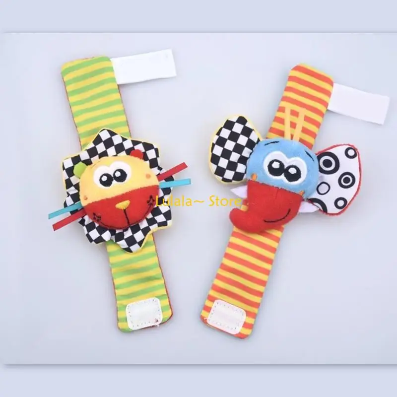 Y4QA 2PCSベビー感覚おもちゃハンドベルラトル漫画リストアームアームバンド3M/6の幼児用
