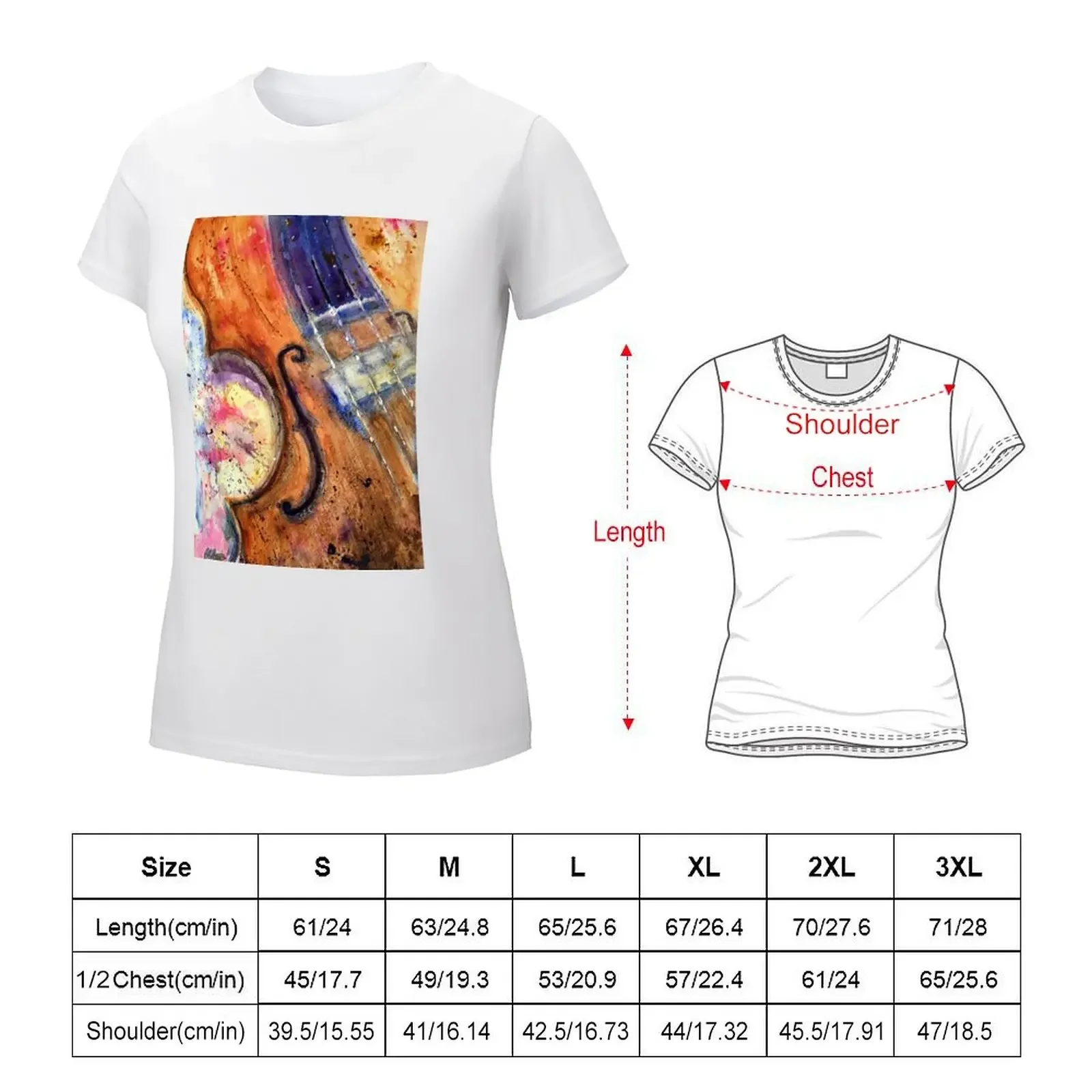 Euphoric Strings: Watercolour Painting of a Violin T-shirt cute tops kawaii clothes aesthetic clothes summer blouses woman 2024