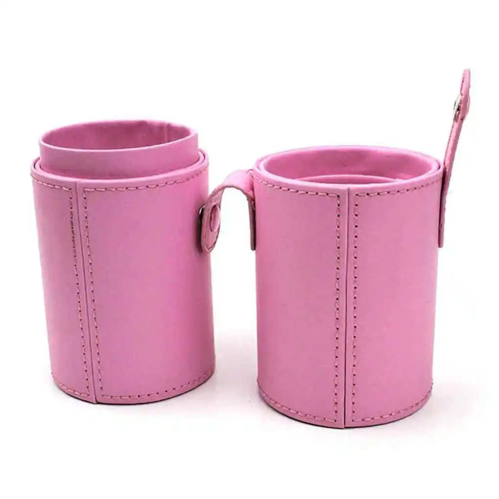 Makeup Brush Holder Empty Portable Make Up Brushes Case Round Pen Organizer Cosmetic Tool PU Leather Cup Container