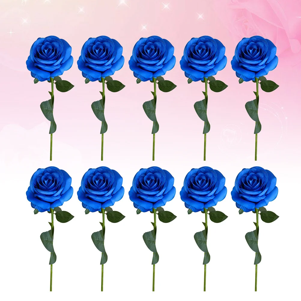 

10 pcs Artificial Rose Flowers Silk Faux Flower For Home Wedding Party Decor Centerpiece Bouquet Lifelike Blue