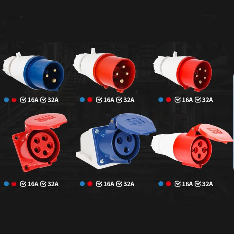 AC 220-250V AC 380-415V 16A IEC309 IP44 Industrial Socket / Plug 3Pin/4Pin/5Pin Waterproof Male Famale Electrical Connector