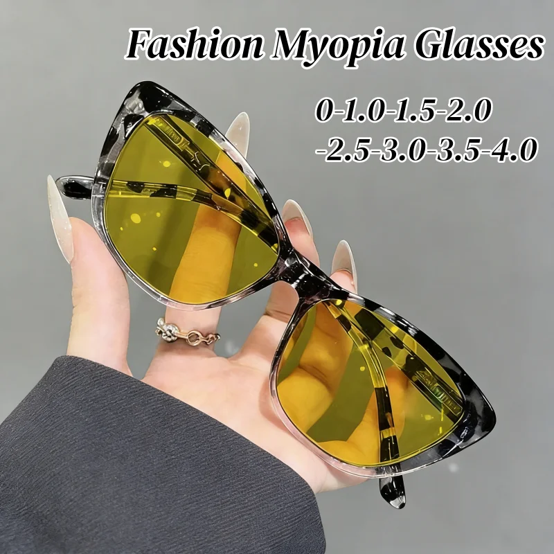 Image of 2026 Neue Retro Katzenaugen-Nachtsichtbrille mit Minusdioptrien Elegante Outdoor Anti-UV Sportbrille für Damen und Herren Kurzsichtbrille