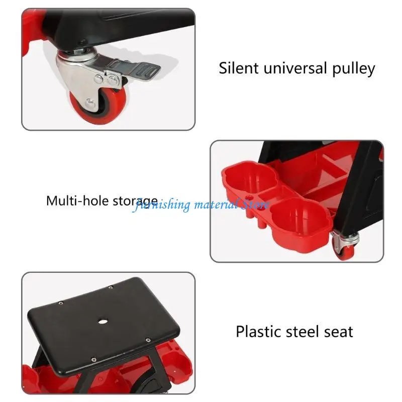 Y5GD Rolling Creepers Garage Shop Seats Rolling Garage Stool Mechanic Seats Mechanic Stool with Tray Storage