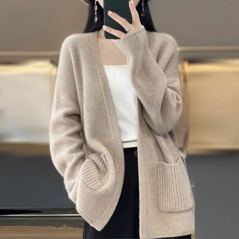 Autumn Winter Sweater Cardigan Women Belt Loose Lazy Style Wool Knitted Coats Female Solid Simple Soft Fashion Knitwear Tunics