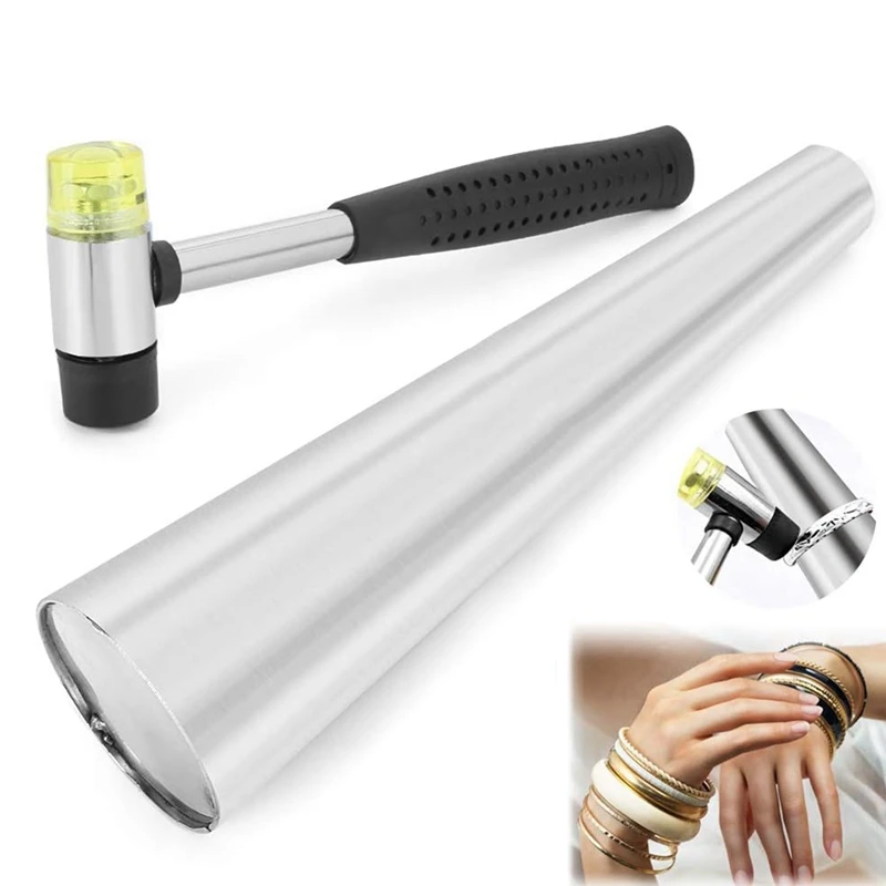Top-Jewelry Making Tool Bracelet Mandrel Round Bracelet Mandrel Measuring Rubber Hammer Stainless Steel Jewel Making Tool