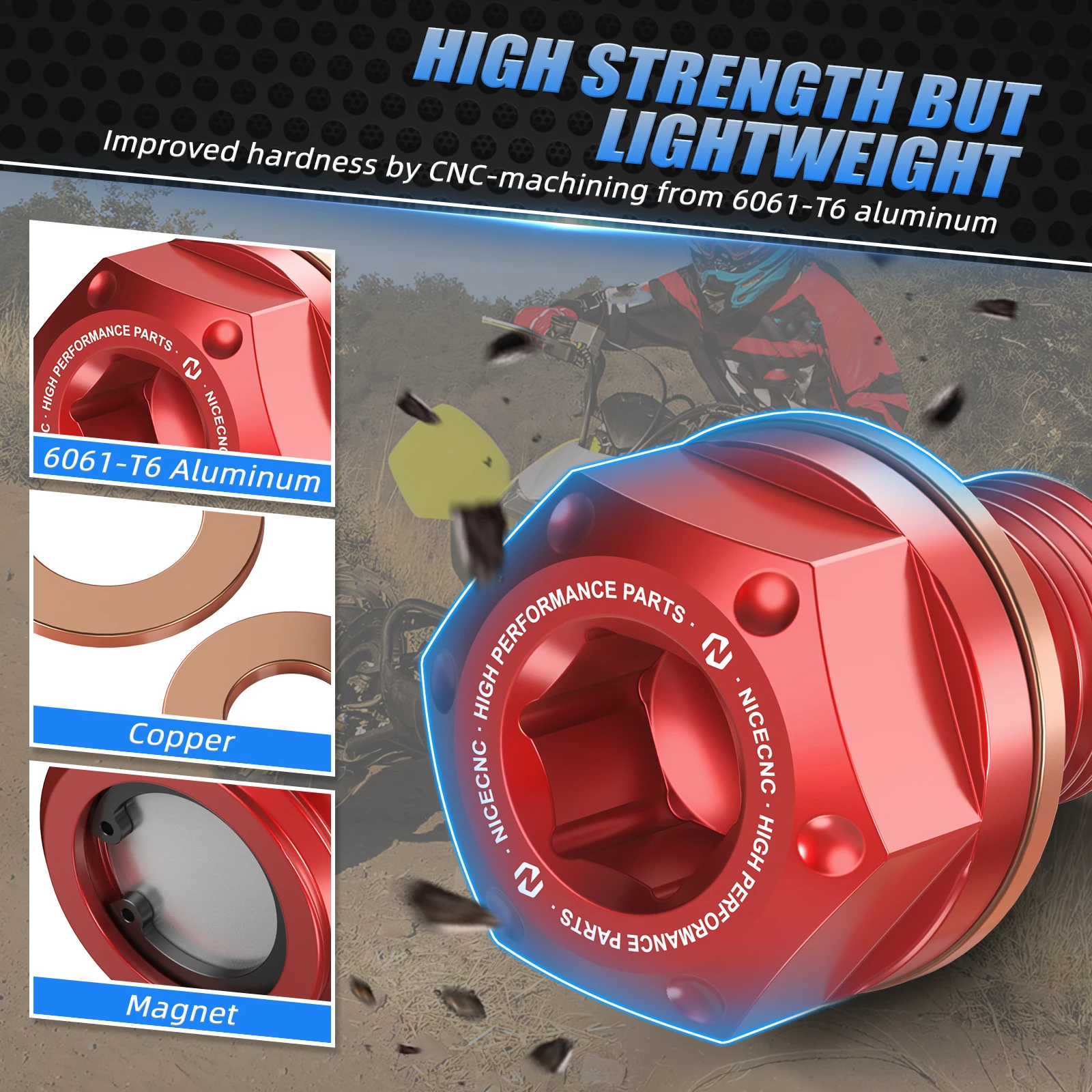 NICECNC For Honda TRX250X 2009-2023 ATV Oil Drain Plug TRX300X TRX450R TRX450ER TRX90X Replaces 92800-12000 ATV Accessories