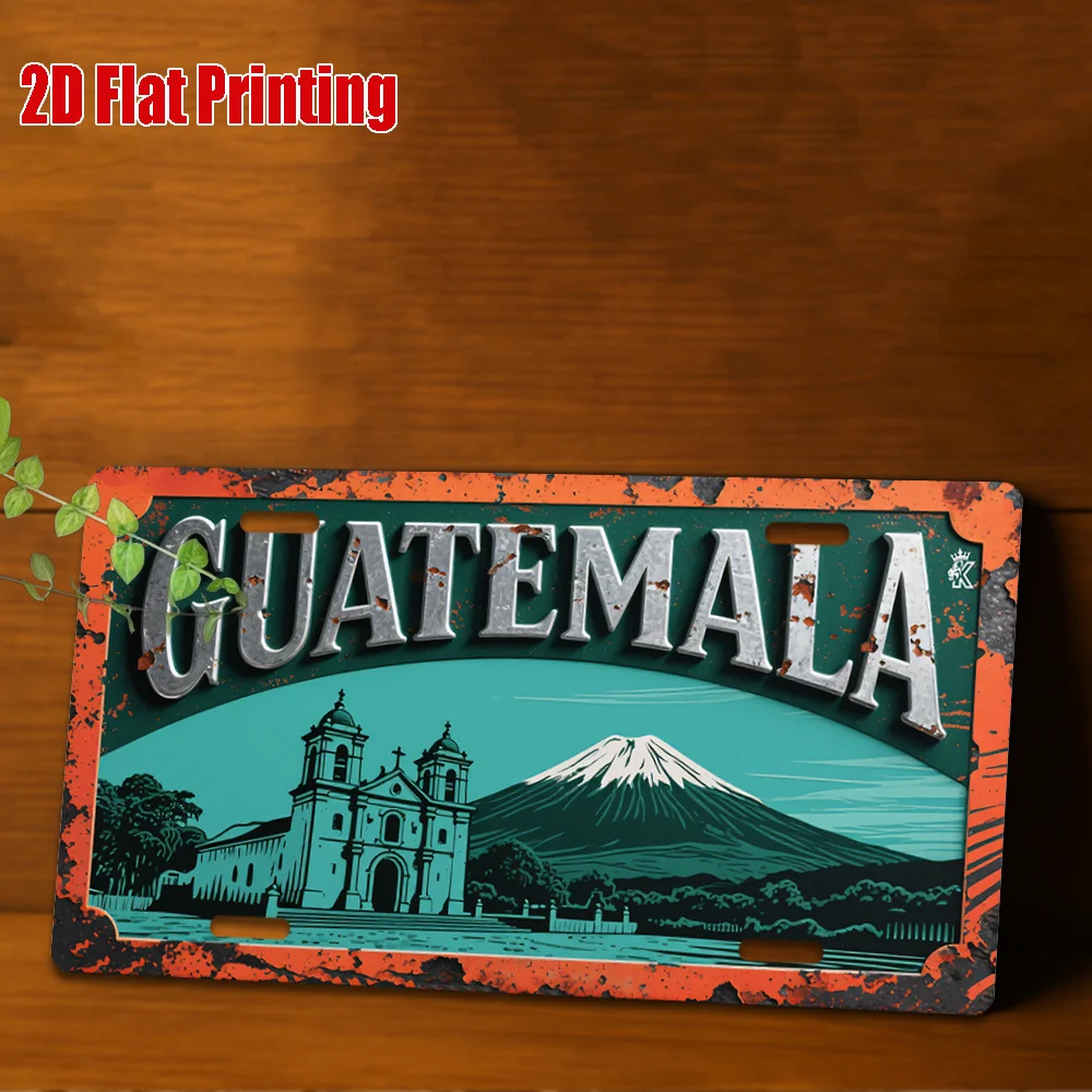 2D Flat, 2D Flat PrinAluminumg, 1pc, Vintage Metal Sign, for Decorationg Only, Outdoor Wall Art (11.8inch * 5.9inch), GUATEMALA