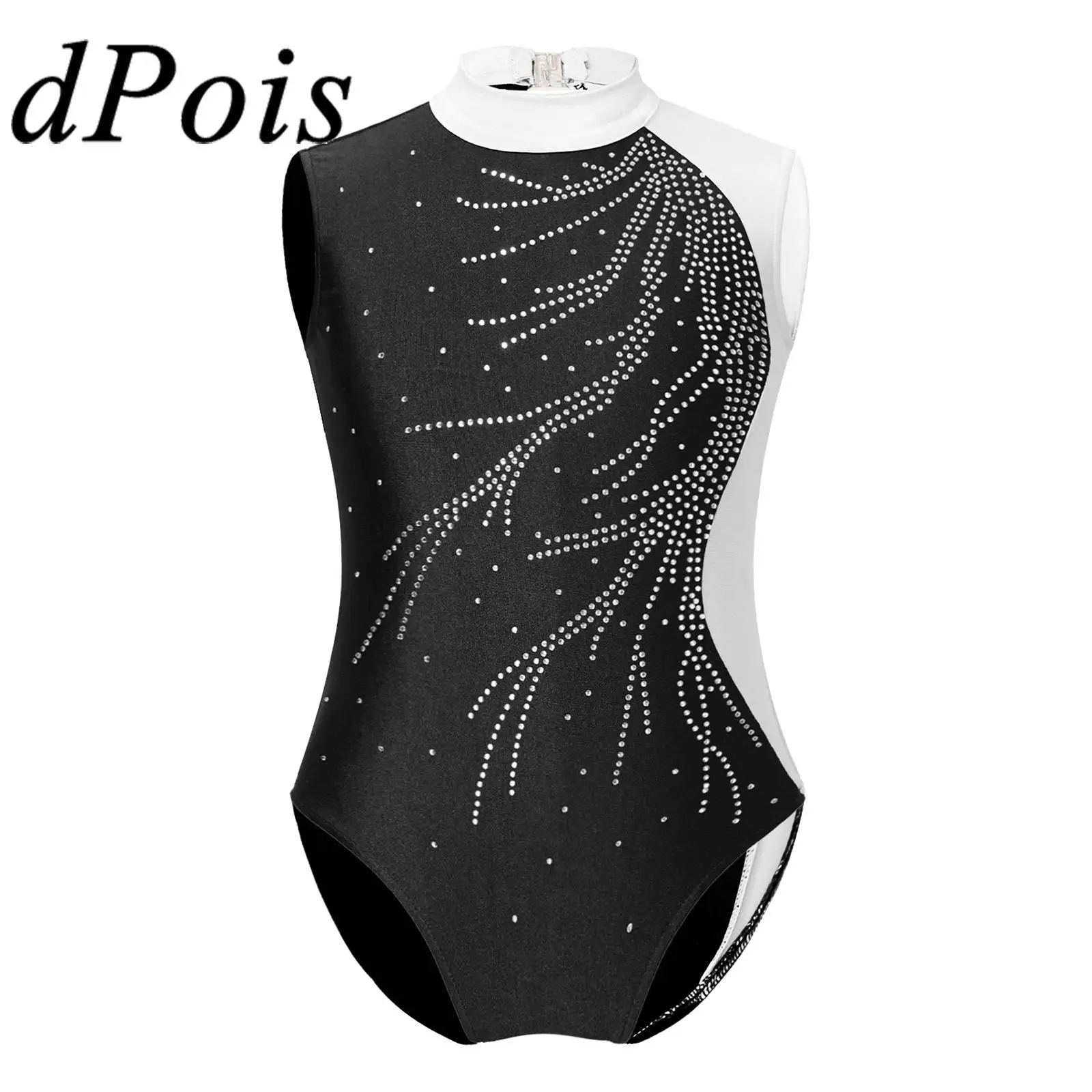 

Children Tutu Ballet Dance Leotards Kids Girls Sleeveless Shiny Rhinestone Skating Gymnastic Jumpsuit for Girl Dance Wear