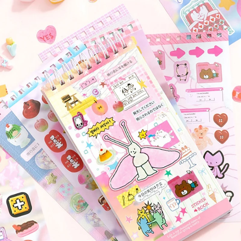20 ورقة الكرتون PET ملصق كتاب DIY بها بنفسك مذكرات الديكور INS حساب اليد ملصقات سكرابوكينغ Kawaii القرطاسية اللوازم المدرسية