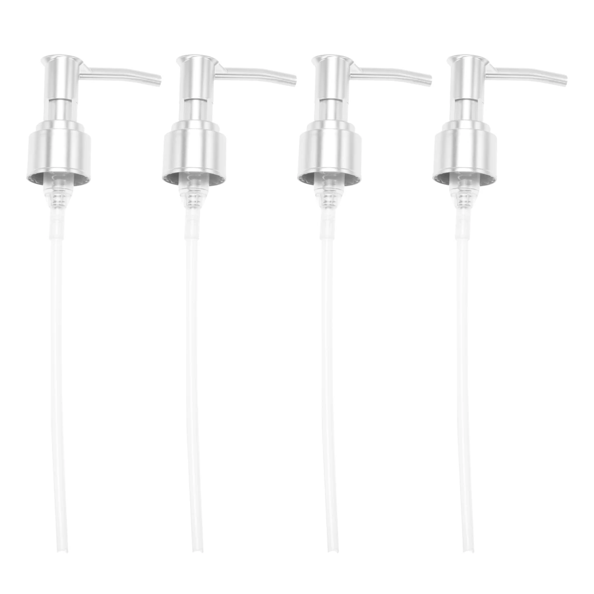 

4pcs Pump Head for Shampoo Soap Bottle Dispenser Replacement Silver Lotion Long Nozzle Kitchen Bathroom Home Accessories