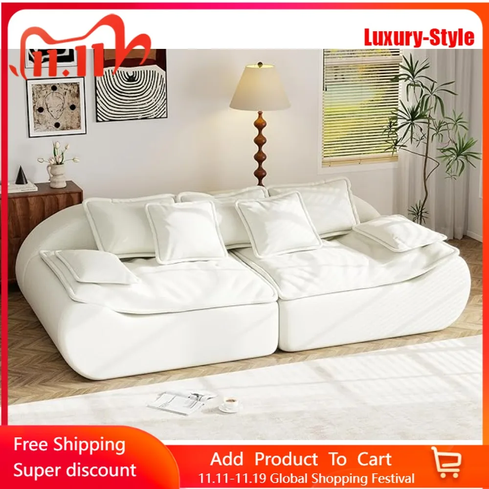 أريكة مقطعية بمقعدين - مقعد مريح مع رمي، أريكة صغيرة بمقعد عميق، إسفنج ميموري لغرفة المعيشة/المكتب/الشقق #1