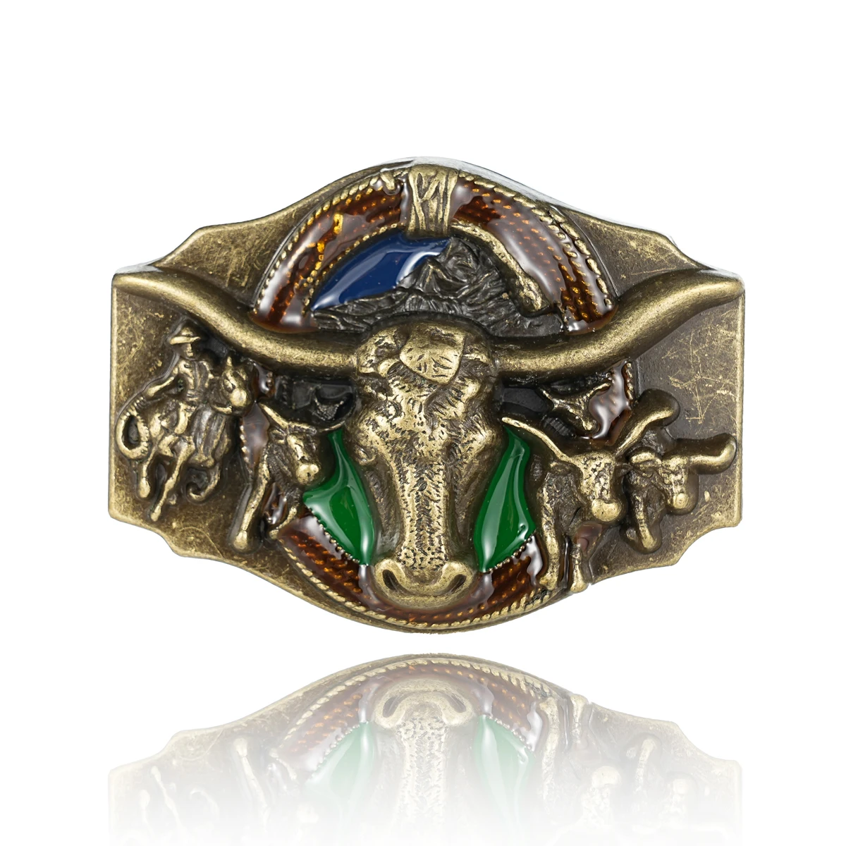 مشبك حزام جمجمة كبير للرجال والنساء ، رعاة البقر الأولية الغربية ، الفضة ، الغربية ، خمر