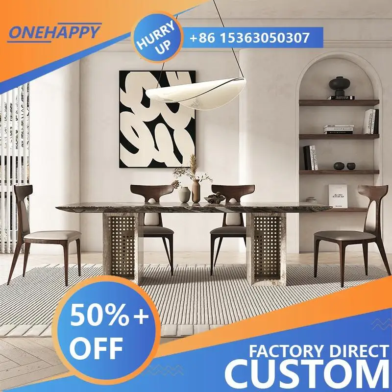 Any Size Custom Italian Minimalist Designer Marble Dining Table Solid Luxury Stone Top Anti Large Apartment Dining Furniture