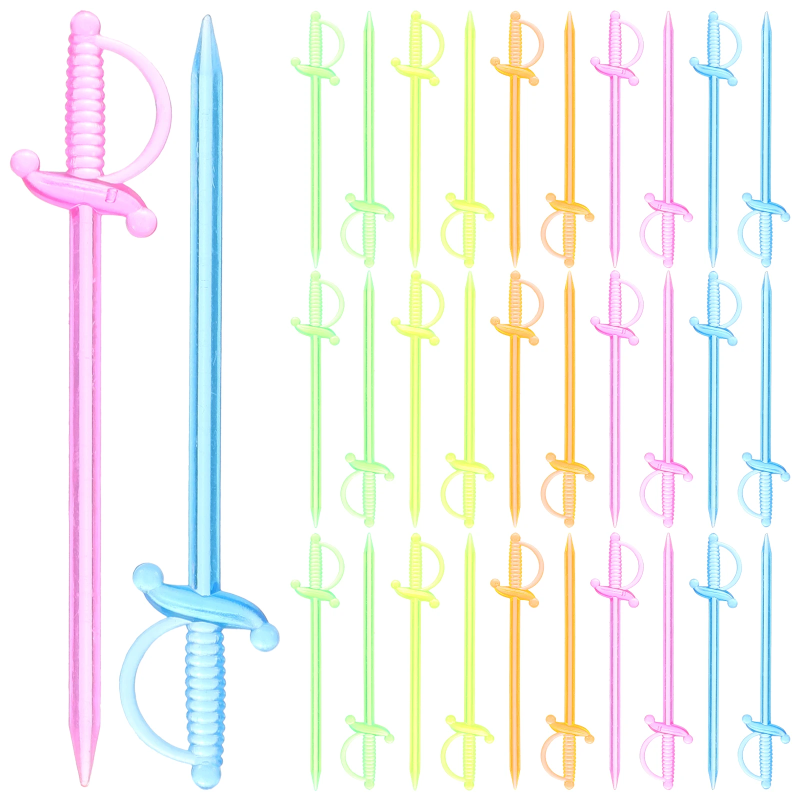 

200pcs Fruit Picks Plastic Sword Skewers Cocktail Cake Decor Party Supplies Small Forks Food Grade Safe Kitchen Bar Tools