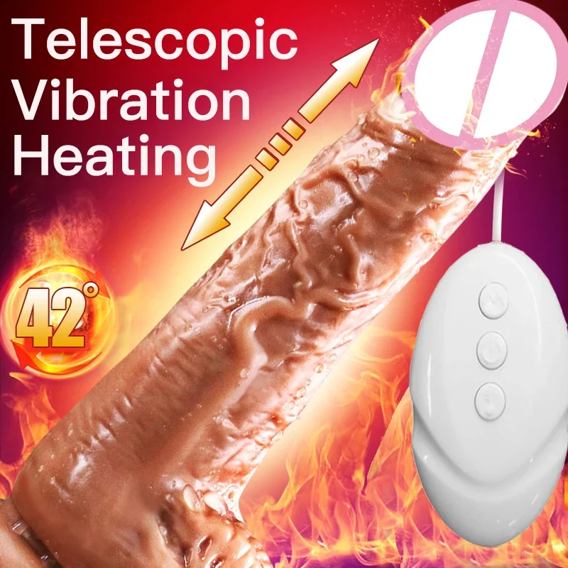 New Automatic Telescopic Heating Dildo Vibrator Vaginal Masturbator Huge Real Penis Machine Sex Toys For Women Sexual Product