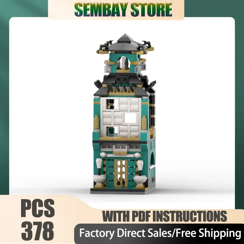 City Street View Moc Building Bricks Modular Chinese Bath House Model Technology Blocks Christmas DIY Toy Construction Gifts