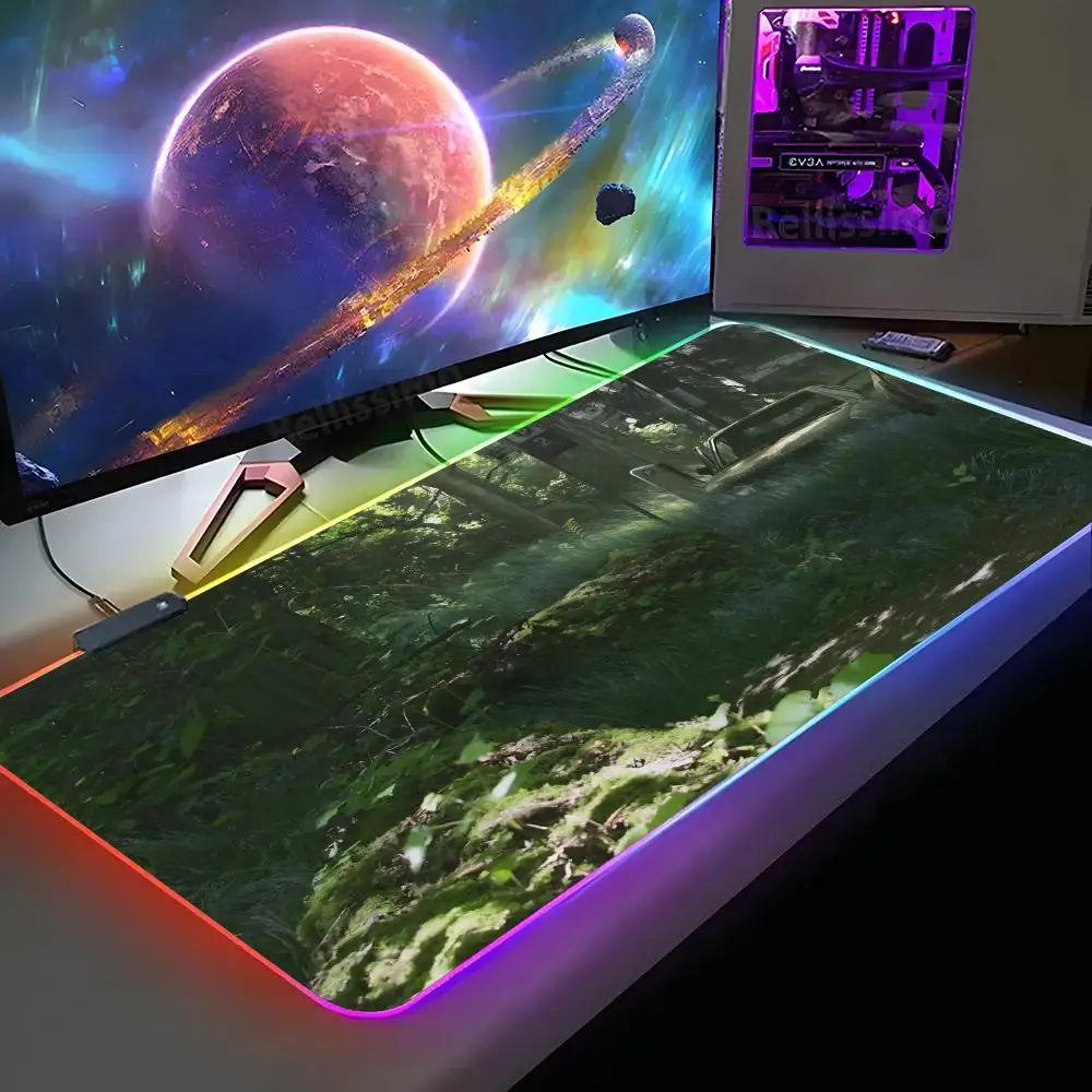 The Last of US RGB Gaming Mouse Pad XXL RGB Gaming Mouse Pad Gamer Accessories Large LED Light MousePads PC Carpet With Backlit