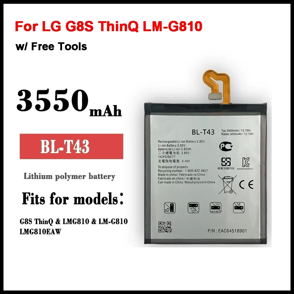 

BL-T43 New Battery For LG G8S ThinQ LM-G810 3550mAh Mobile Phone High Quality Batteries With Gift Tools