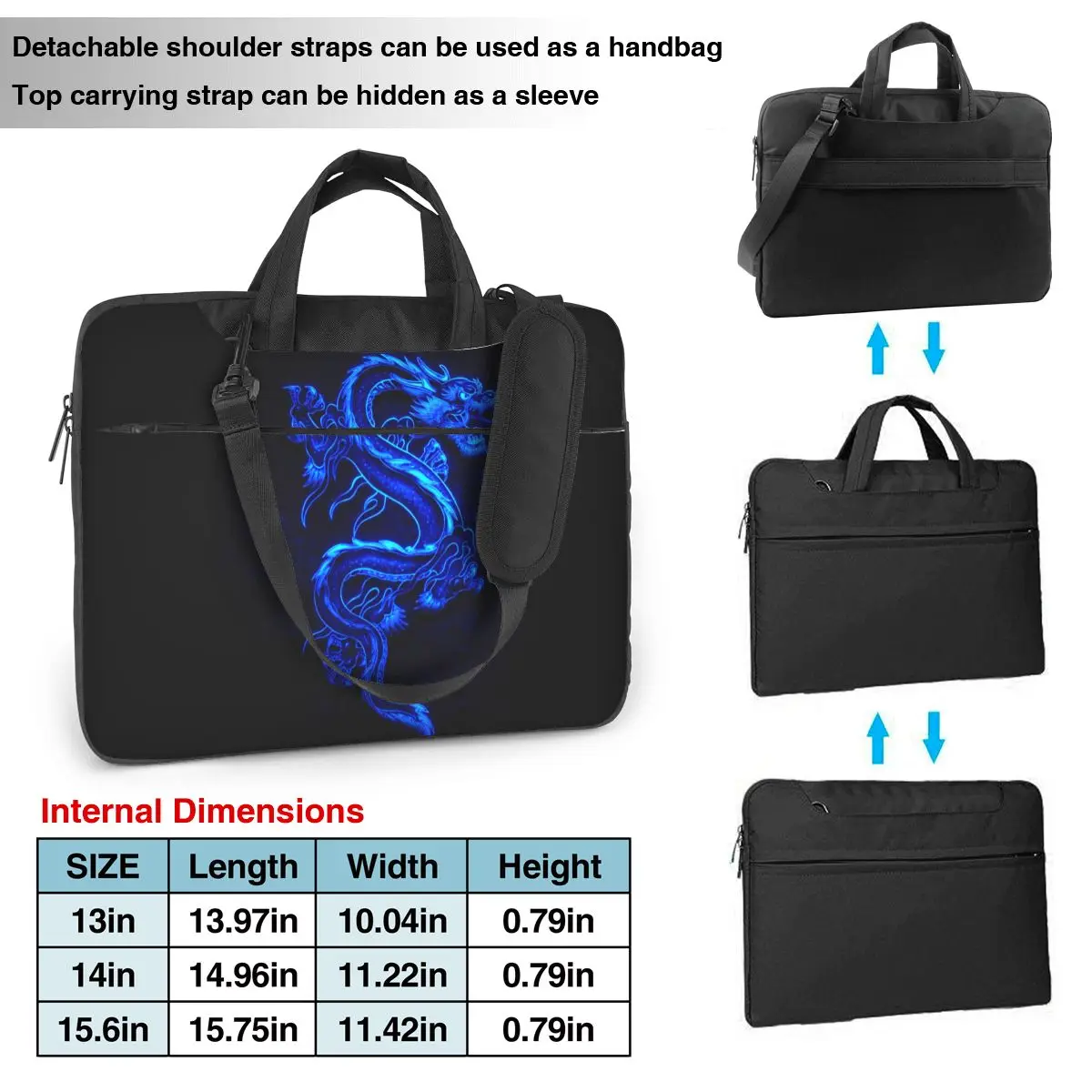 Laptop Bag Blue Dragon Notebook Pouch Magic Unique Nwe Shockproof 13 14 15 Business Computer Bag For Macbook Air Pro Asus